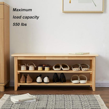 XKZG Shoe Rack Bench Wooden Shoe Storage Bench Simple Style Wood Entryway Bench (Natural,39.4")