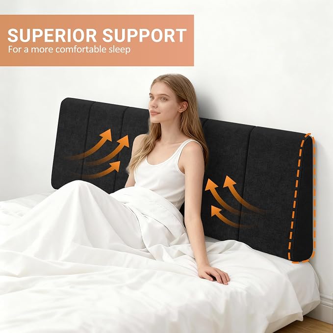 Full Size Headboard Only-No Assembly, Upholstered Headboard Full Size Linen Fabric Modern Style Headboards Extra-Thick, Black