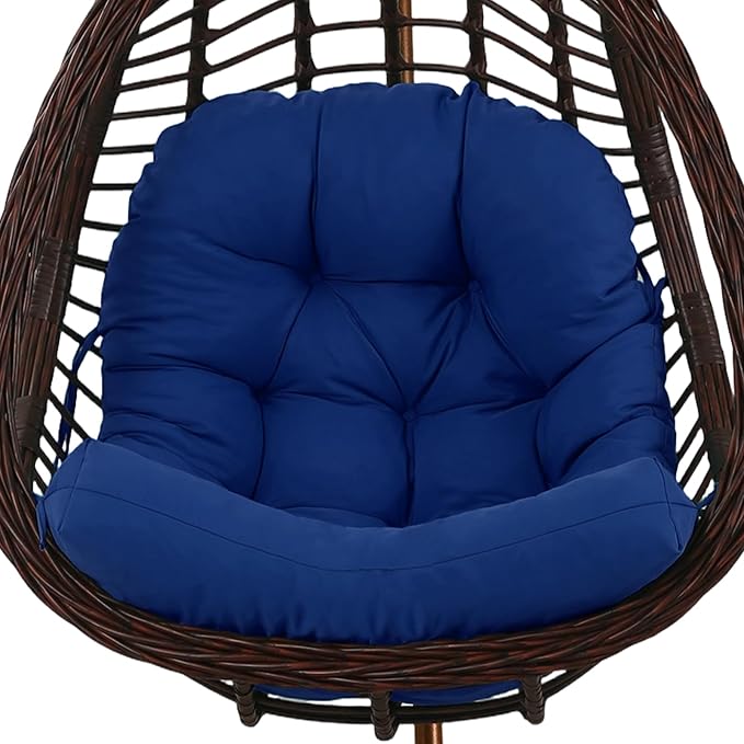 idee-home Egg Chair Cushion Replacement, Hanging Chair Cushion Outdoor | Cushions with Waterproof Cover for Wicker Patio Hammock Swing, Navy (Swing Not Included)