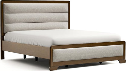 Furniture of America Johan Transitional Solid Wood 5-Piece King Panel Bedroom Set with 2 Nightstands, Box Spring Needed, Brown and Light Gray