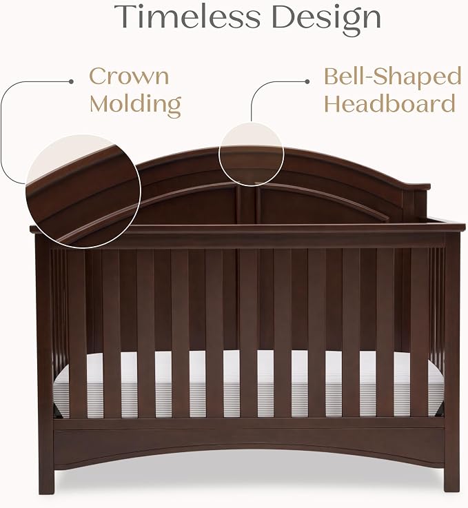 Delta Children Perry 6-in-1 Convertible Crib - Greenguard Gold Certified, Walnut Espresso