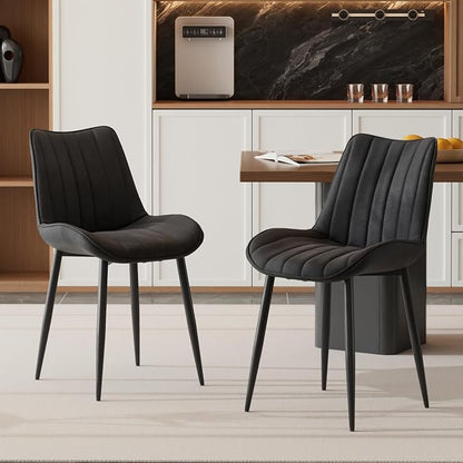 VECELO Dining Chairs Set of 6, Velvet Fabric & Metal Frame, Mordern Style for Kitchen, Living Room,Offcie, Black
