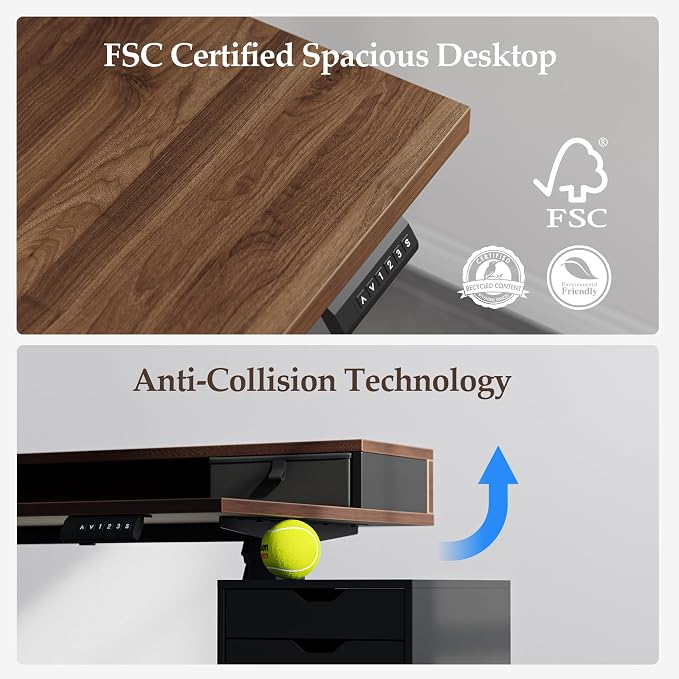 Klicelor L Shaped Electric Standing Desk 63 x 55.1 inch with Shelf, Height Adjustable Corner Desk, Sit Stand Desk with Storage Shelf, Home Office Computer Table, Dark Walnut
