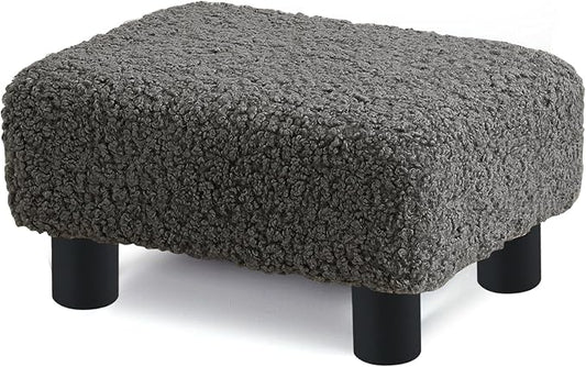 BRIAN & DANY Small Foot Stool Ottoman, Footstool with Legs, Sherpa Foot Rest for Couch, Foot Stools Small for Living Room, Bedroom and Office, Grey