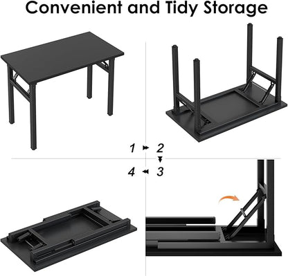 Need Office Computer Desk -35.8 L Sturdy and Heavy Duty Folding Laptop Table,Writing Table/Home Office Desk/Sewing Table, No Assembly Required, Black & Black Frame