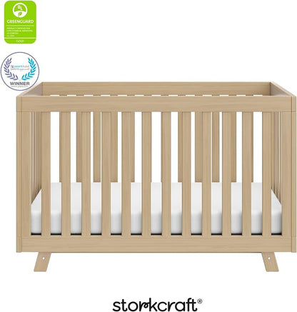 Storkcraft Beckett 3-in-1 Convertible Crib – GREENGUARD Gold Certified, Fits Standard Crib Mattress, Converts to Toddler Bed and Daybed, 4 Mattress Heights, Grow-with-Me Design (Driftwood)