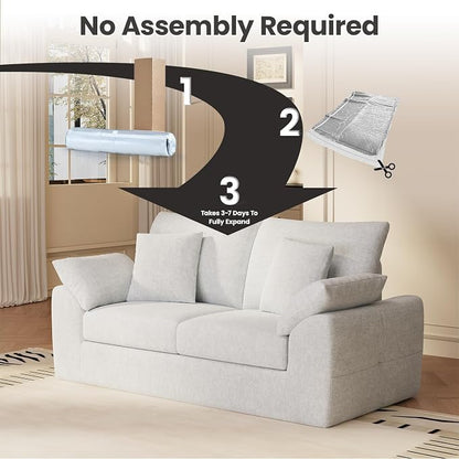 75.6" Modern Loveseat Sofa for Living Room, Cloud Boneless Couches with 4 Pillows, Mid Century Loveseat couches for Small Place, No Assembly Required, Beige