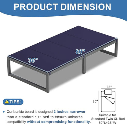 Lutown-Teen Bunkie Board Twin XL Under Mattress High-Density Polymer Bunkie Board Twin XL Size Anti-Sag, Breathable, Moisture Resistant, Noise Minimizing, Blue