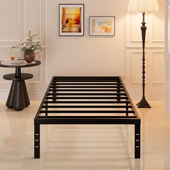 Maenizi 16 Inch Metal Twin XL Platform Bed Frame Support Up to 2500 lbs, No Box Spring Needed, Easy Assembly, Noise Free, Black