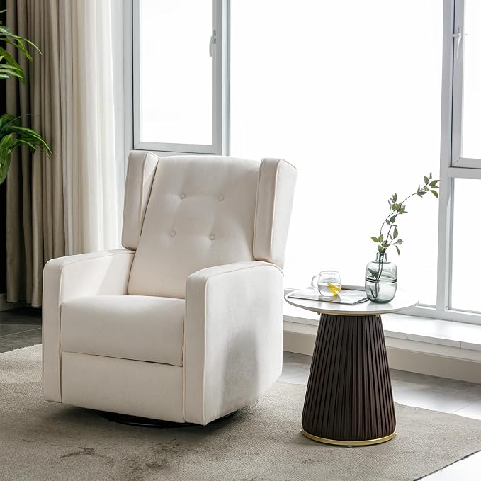 CANMOV Swivel Rocker Recliner Chair Set of 2, Nursery Glider Chair, Nursery Rocking Chairs, Manual Reclining Chair, White