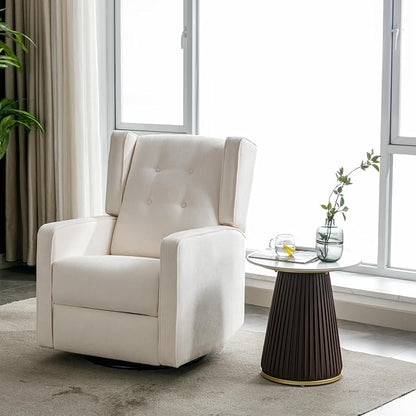 CANMOV Swivel Rocker Recliner Chair Set of 2, Nursery Glider Chair, Nursery Rocking Chairs, Manual Reclining Chair, White