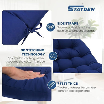 Egg Chair Cushion Replacement Outdoor Hanging Chair Cushion for Patio Furiture Hammock Swing Cushion 47x35x6 Inches (Blue)
