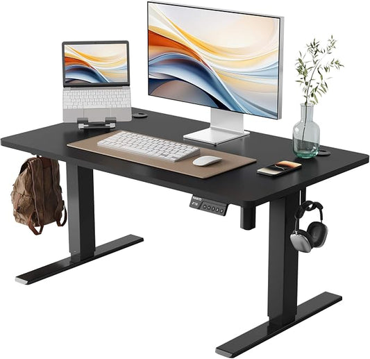 YIHAYO Low Height Adjustable Desk, Lifts 18.1-28.3 Inches, Electric Standing Desk for Short People, 40 x 24 Inches Computer Table with Splice Board for Home Office, Black