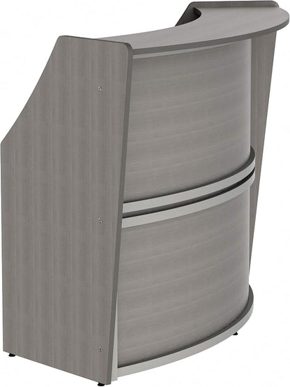 Linea Italia Curved Modern Office Desk Easy to Assembly Single Unit Reception Counter for Lobby, Salon, 70" x 27", Ash
