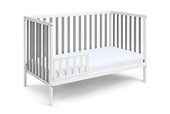 Baby Cache Deux Remi Island 3-in-1 Convertible Baby Crib (Do Re Me) White & Gray