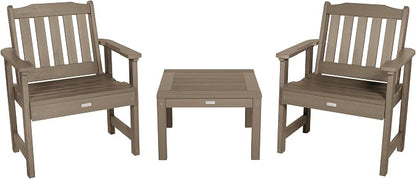 Highwood AD-KITCHGL2-WBR 2 Lehigh Garden Chairs with 1 Square Side Table 3-Piece Set, Woodland Brown