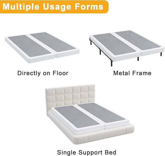 Lutown-Teen 4 Inch Split California King Box Spring, Heavy Duty Metal Cal King Box Spring Mattress Foundation with Fabric Cover, Easy Assembly, Noise Free
