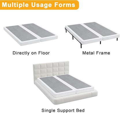Lutown-Teen 4 Inch Split Queen Box Spring, Heavy Duty Metal Box Spring for Queen Bed Mattress Foundation with Fabric Cover, Easy Assembly, Noise Free