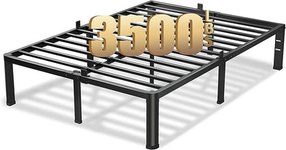 VIPSHOW 16 Inch Queen Bed Frame, 3500Lbs Heavy Duty Metal Platform with Round Corner Legs Mattress Slide Stopper, Steel Slat Support No Box Spring Needed, Noise Free, Non-Slip, Easy Assembly
