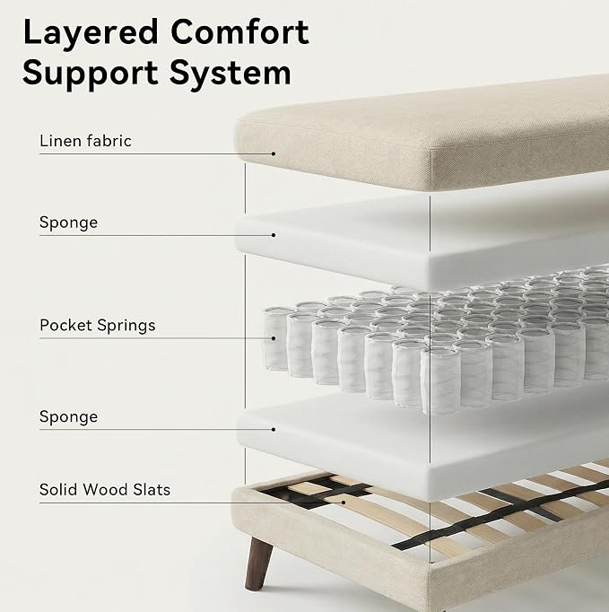 Tbfit 56" W Loveseat Sofa, Mid Century Modern Decor Love Seat Couches for Living Room, Button Tufted Upholstered Small Couch for Bedroom, Solid and Easy to Install Love Seats Furniture, Beige