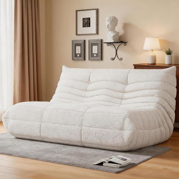 WHGBJA Bean Bag Chairs for Adults with Memory Foam Couch, Loveseat Sofa Chair for Bedroom, Living Room, Reading, Gaming Floor Sofa Couch, Boneless, Comfy