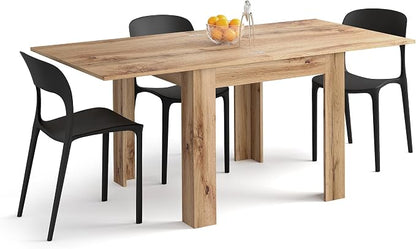 Mobili Fiver, Square extendable Dining Table, Eldorado, 35.4(70.9) x35.4 in, Rustic Oak, for 4-8 People, Expandable Dining Table for Kitchen, Italian Furniture