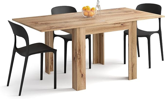 Mobili Fiver, Square extendable Dining Table, Eldorado, 35.4(70.9) x35.4 in, Rustic Oak, for 4-8 People, Expandable Dining Table for Kitchen, Italian Furniture
