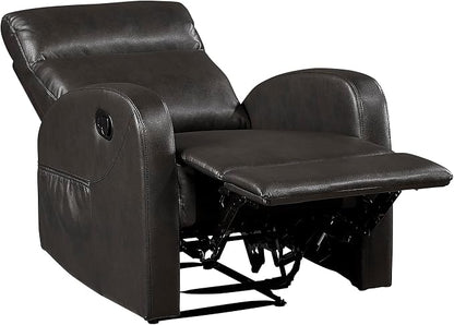 Lexicon Manual Recliner Chair, Faux Leather Reclining Chair, Wall Hugger, Track Arms, Magazine Pockets, Manual Recliner for Living Room/Office/Apartment, Easy Assembly, Espresso