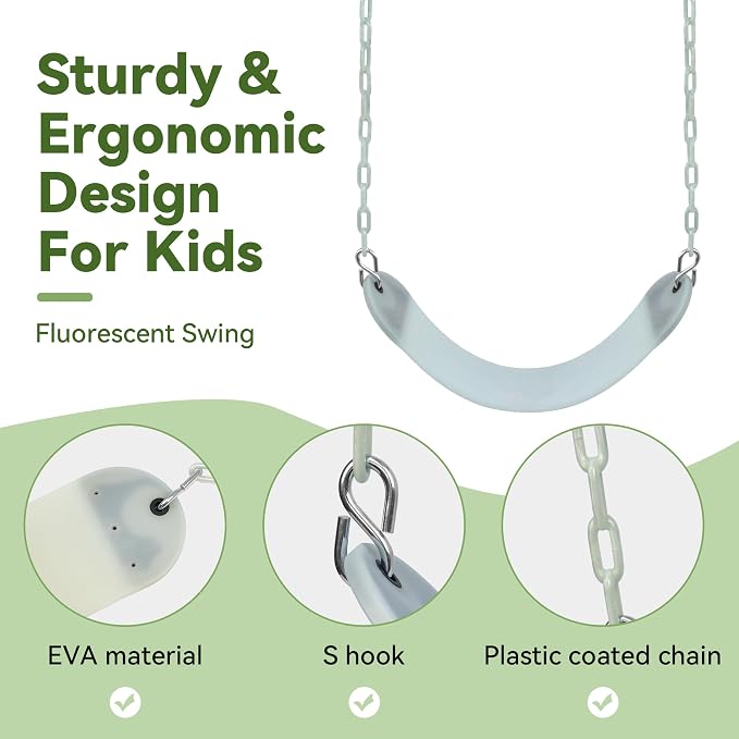 Heavy Duty 66‘’ Chain Plastic Coated Swing Seat Replacement Swing Set Accessories Outdoor Glow in The Dark