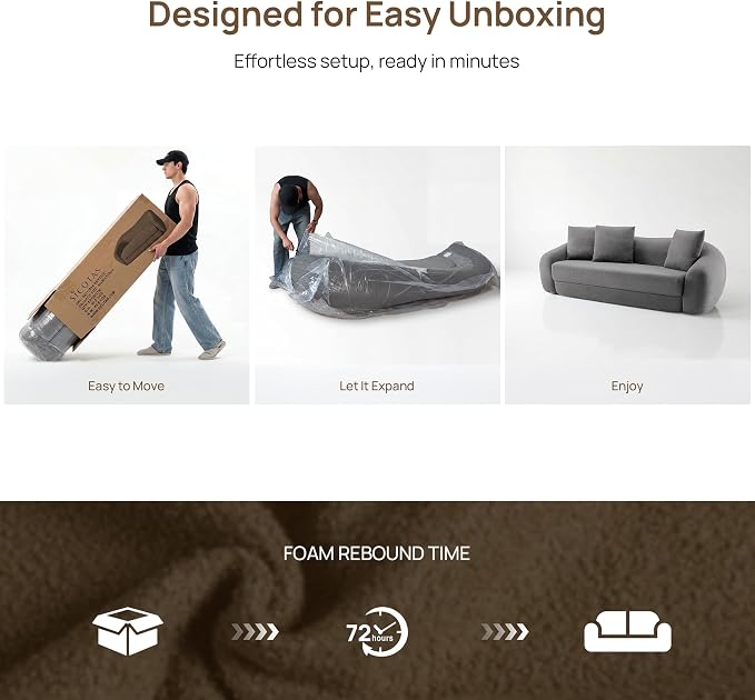 SICOTAS 90.6" Curved Convertible Sofa Couch Bed for Living Room Futon Cloud Boneless Sleeper Sofa Pull Out Floor Couch with Deep Seat 3 Seater Foam Bed No Assembly for Bedroom Apartment, Dark Grey