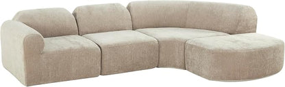 Merax Modern Curved Sectional Sofa with Ottoman, Couch 4-Piece Set High-Density Compressed Sponge, Fully Assembled, Right Hand Facing, Plush Deep Seat for Living Room, Lounge, Apartment, Espresso