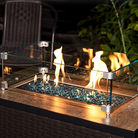 GASPRO 10 lbs Fire Pit Glass for Propane Fire Pit, 3/4 Inch Fire Glass Beads for Fireplace Fire Pit Table, Glass Rocks for Landscaping - Caribbean Blue