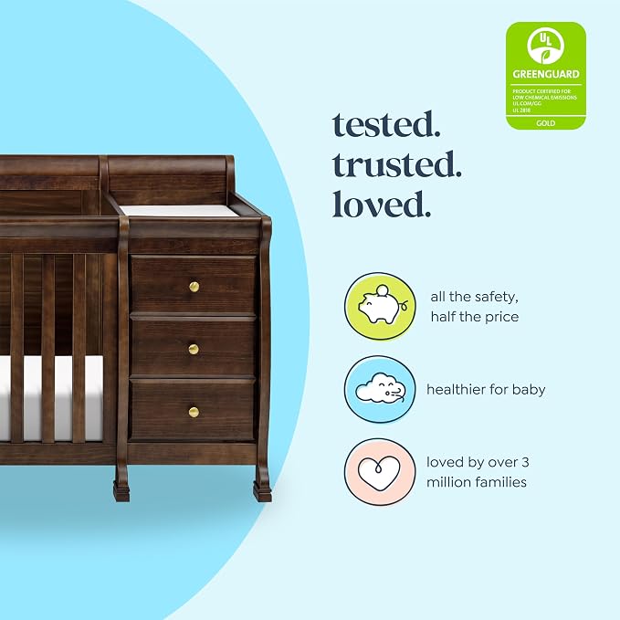 DaVinci Kalani 4-in-1 Convertible Baby Crib & Changing Table Combo - GREENGUARD Gold Certified - Toddler Bed, Daybed, Full-Size Bed Conversion - 4 Adjustable Mattress Heights - White | GREENGUARD Gold Certified, Converts to Toddler Bed, Daybed & Full-S...