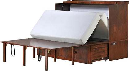 Mega Solutions Murphybedz Tuscany Murphy Cabinet Chest Bed with Charging Station 6 Inch (Tobacco, Queen)
