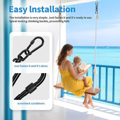 Aheucndg 380 lb Capacity Heavy Duty Double Ended Eye Hook with Snap Hook, SUS304 Swivel Hooks 1Pack + Snap Hooks 2Pack, for Aerial Yoga, Hanging Hammock, Web Tree Swing, Swing Spinner M6 Black