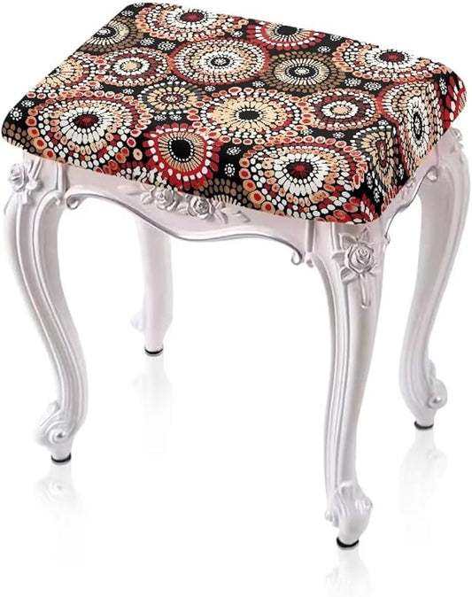 Boho Floral Bar Stool Covers Rectangle Set of 2 Stretch Barstool Seat Covers Bar Stool Chair Covers Rectangle Removable Bar Stool Seat Covers Bench Covers Slipcover Vanity Chair Cover