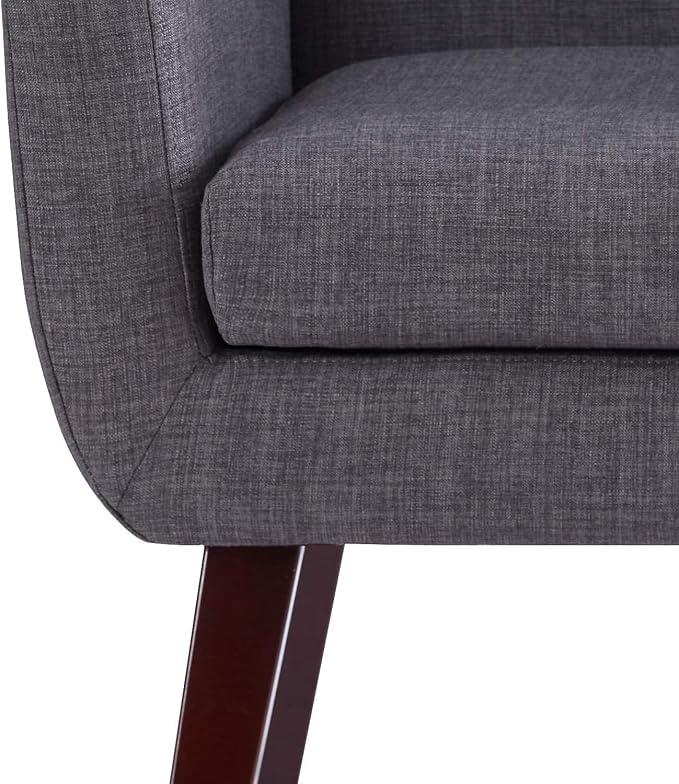HUIMO Accent Chairs Set of 4, Upholstered Button Tufted Armchair, Linen Fabric Sofa Chairs for Bedroom, Living Room, Mid Century Modern Comfy Reading Chair (4 PCS, Grey)