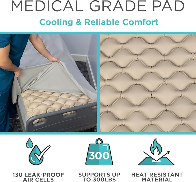 Vive Alternating Air Pressure Mattress Pad - The Original Bed Sore Prevention Solution - Hospital Topper for Bedridden Patients - Includes Waterproof, Breathable Ulcer Cushion & Whisper Quiet Pump