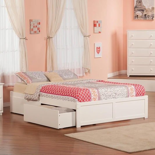 AFI, Concord Queen Platform Bed with Footboard & Storage Drawers, White