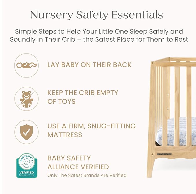 Delta Children Lulu 5-in-1 Convertible Crib, Converts to Toddler Bed, Daybed, Sofa & Full-Size Bed, Greenguard Gold Certified, Fits Standard Crib Mattress, 3 Mattress Heights for Baby, Natural
