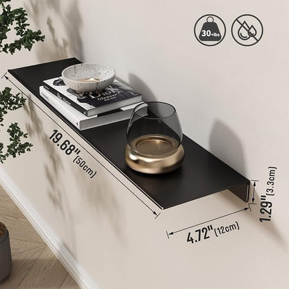 Danpoo 20 inch Floating Shelf for Wall Organizer & Storage, Mini Display Shelf, Metal Wall Shelf for Bathroom, Living Room, Kitchen, Bedroom(Matte Black)