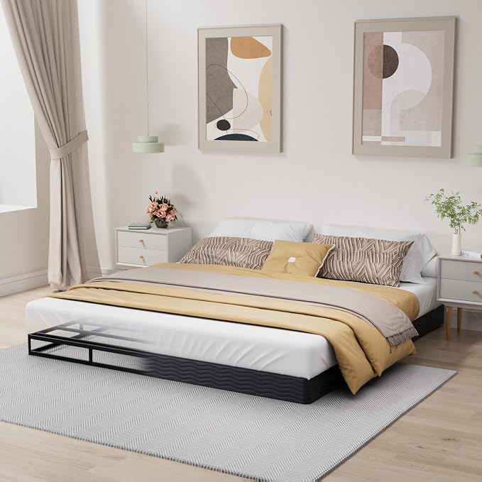 Tyndall King Box Spring, 5 Inch Box Springs King Size Bed Base, Heavy Duty Mattress Foundation with Fabric Cover, Easy Assembly, Quiet Noise Free, Non Slip, Black