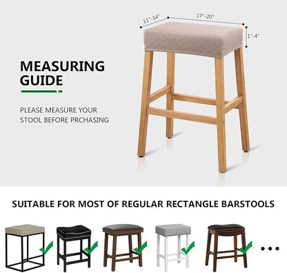 YISUN Stool Covers Rectangle - 4 Pack Stretch Waterproof Saddle Seat Cover Counter Bar Stools Bar Chairs Covers Kitchen Island Chairs Cushion Protector