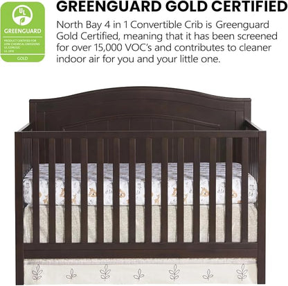Oxford Baby North Bay 4-in-1 Convertible Crib, Espresso Brown, GreenGuard Gold Certified