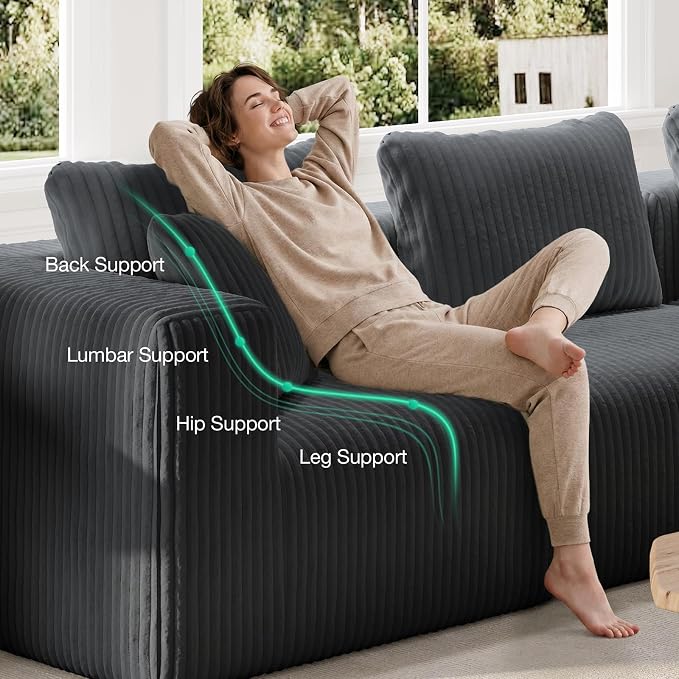 Novilla 106" Modular Sectional Sofa, Modern Cloud Sectional Couch with Smarts Coil® Support, L-Shape Boneless Couch for Living Room Apartments Bedroom, No Assembly Required, Dark Gray (5 Seat)