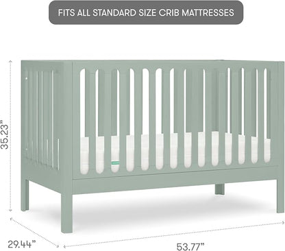 Newton Baby Galileo Standard Crib, Solid Beech Wood in Sage Color, 3-in-1 Convertible Crib with Toddler Bed Conversion Kit, Baby-Safe Finish