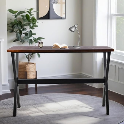 Industrial Rectangle Dining Table for Kitchen 41.3inch High Top Bar Table Narrow Patio Table Rustic Conference Working Desk for Office
