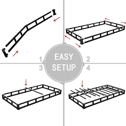 Vaciwe Box Springs Twin 6 Inch,Heavy Duty Metal Frame Mattress Foundation, Non-Slip/No Noise/Easy Assembly/Easy Clean Cover/1500lbs Weight Capacity.