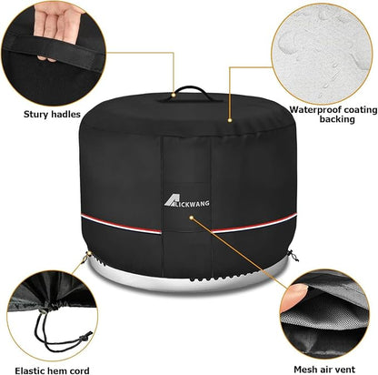Fire Pit Cover for Solo Stove Bonfire,600D Tear-Resistant Heavy Duty Durable 100% Waterproof 20-22 Inch Smokeless Fire Pit Cover, Patio Weatherproof Gas Fire Pit, Black 22"x16"