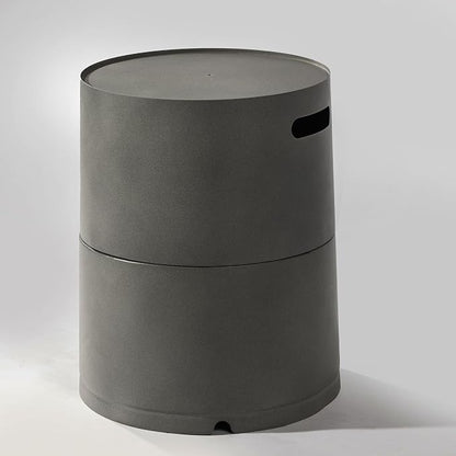 GDFStudio Propane Tank Cover Outdoor Iron Tank Holder Round Tank Storage Hideaway Side Table with Handles for Fire Pits Gas Tank Holder Storage Gas Bottle Cover, Gray
